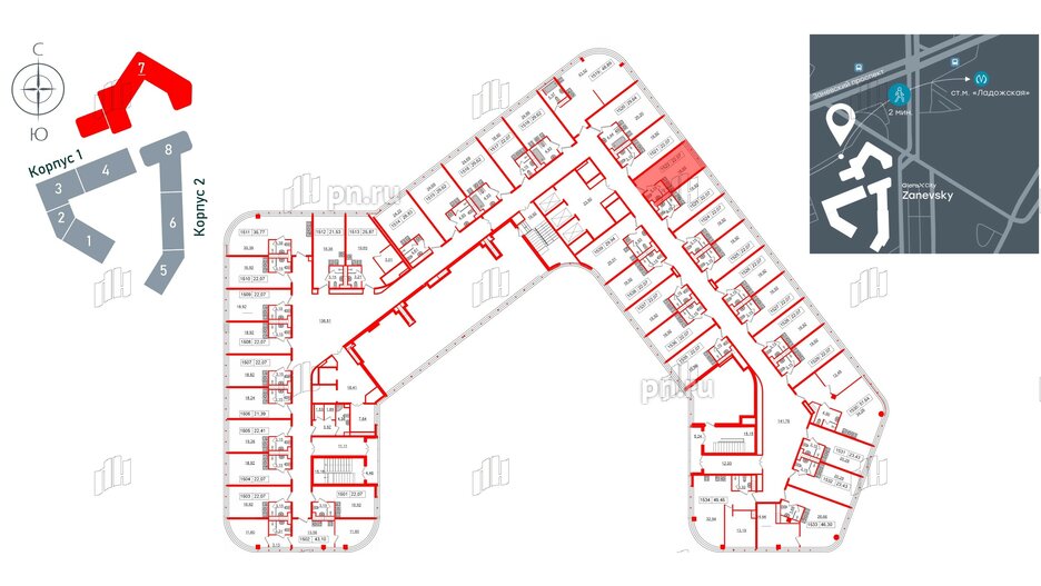 Апартаменты в ЖК Апарт-отель GloraX Заневский, студия, 22.07 м², 15 этаж