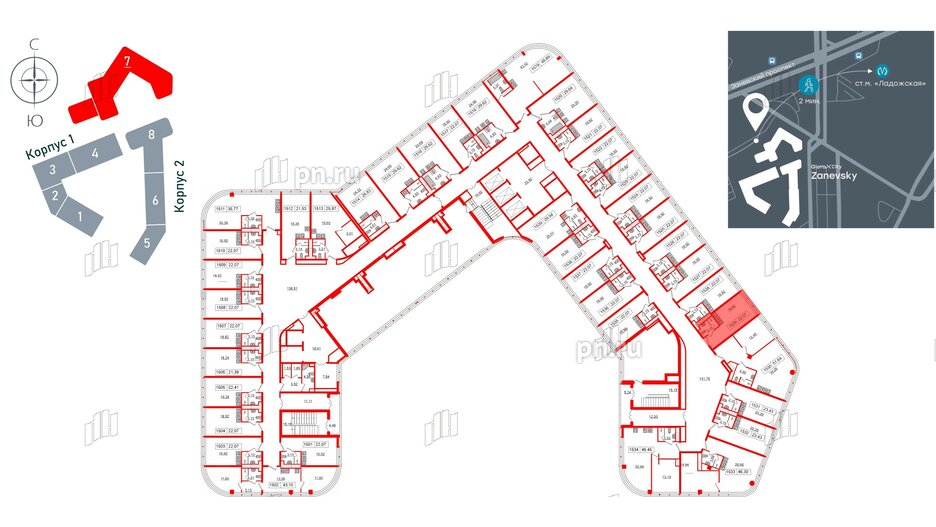 Апартаменты в ЖК Апарт-отель GloraX Заневский, студия, 22.07 м², 15 этаж