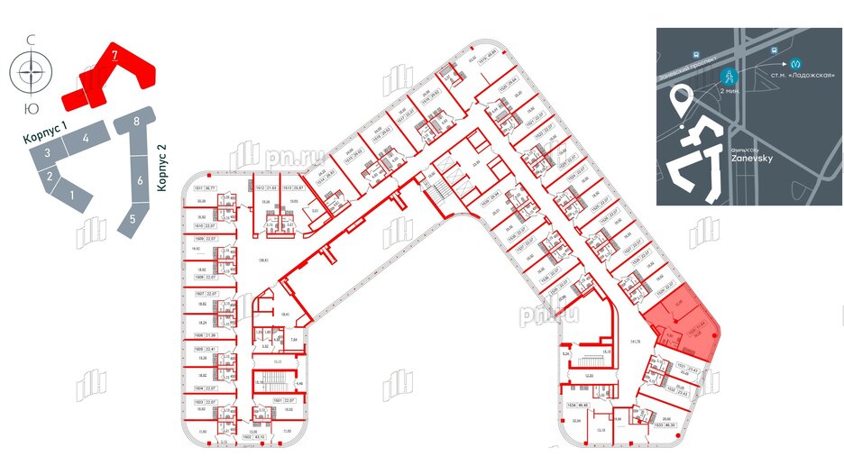 Апартаменты в ЖК Апарт-отель GloraX Заневский, студия, 51.64 м², 15 этаж