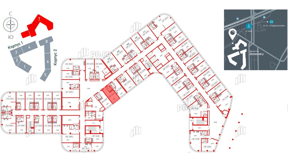 Апартаменты в ЖК Апарт-отель GloraX Заневский, студия, 20.9 м², 2 этаж