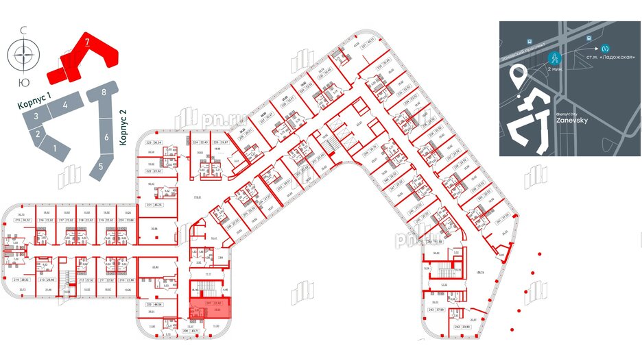 Апартаменты в ЖК Апарт-отель GloraX Заневский, студия, 21.1 м², 2 этаж