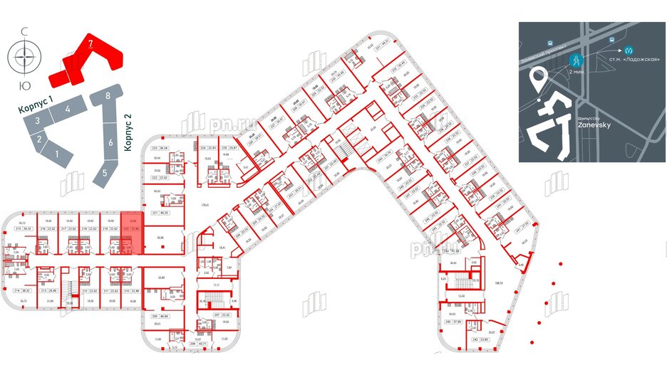 Апартаменты в ЖК Апарт-отель GloraX Заневский, студия, 21.8 м², 2 этаж