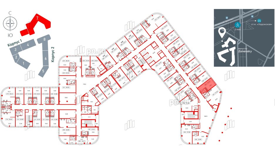 Апартаменты в ЖК Апарт-отель GloraX Заневский, студия, 21.1 м², 2 этаж