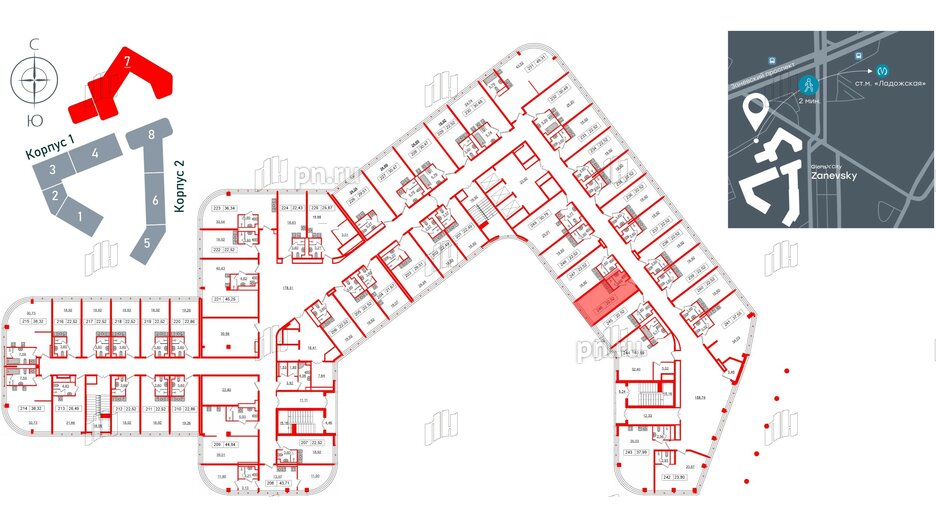 Апартаменты в ЖК Апарт-отель GloraX Заневский, студия, 21.1 м², 2 этаж