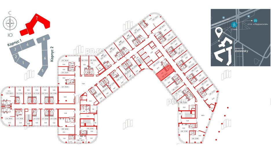 Апартаменты в ЖК Апарт-отель GloraX Заневский, студия, 21 м², 2 этаж