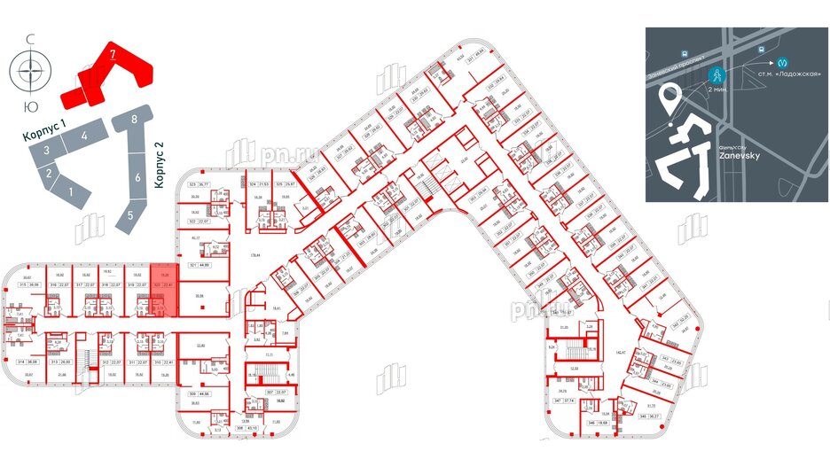 Апартаменты в ЖК Апарт-отель GloraX Заневский, студия, 21.4 м², 3 этаж