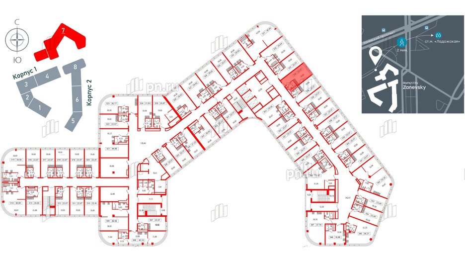 Апартаменты в ЖК Апарт-отель GloraX Заневский, студия, 21.2 м², 3 этаж