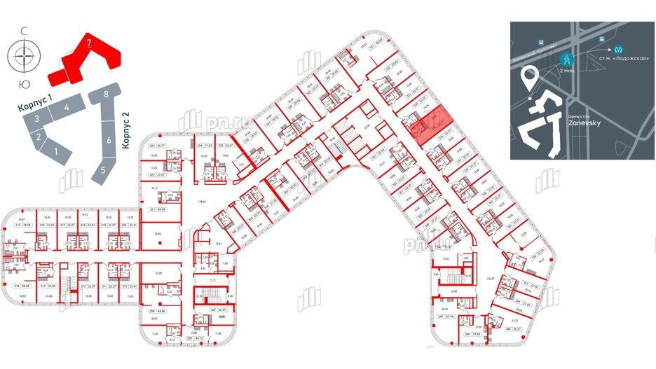 Апартаменты в ЖК Апарт-отель GloraX Заневский, студия, 21.1 м², 3 этаж