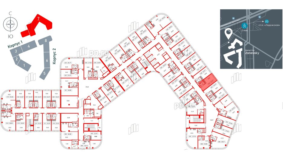 Апартаменты в ЖК Апарт-отель GloraX Заневский, студия, 21 м², 3 этаж