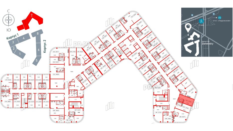 Апартаменты в ЖК Апарт-отель GloraX Заневский, студия, 22.4 м², 3 этаж