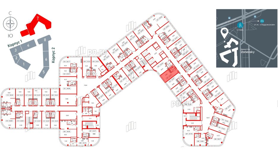 Апартаменты в ЖК Апарт-отель GloraX Заневский, студия, 20.9 м², 3 этаж