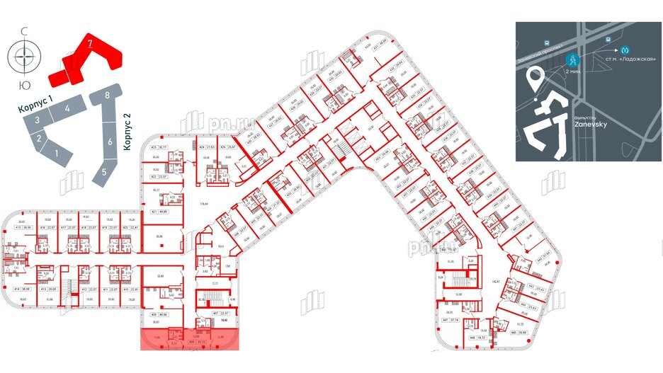 Апартаменты в ЖК Апарт-отель GloraX Заневский, 2 комнатные, 41 м², 4 этаж