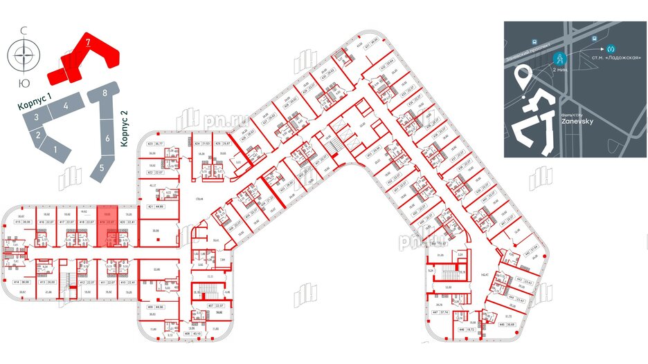 Апартаменты в ЖК Апарт-отель GloraX Заневский, студия, 21.1 м², 4 этаж