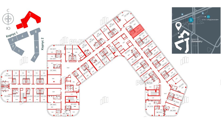 Апартаменты в ЖК Апарт-отель GloraX Заневский, студия, 21 м², 5 этаж