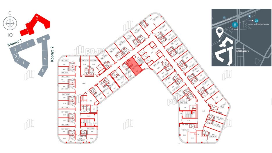 Апартаменты в ЖК Апарт-отель GloraX Заневский, студия, 21.1 м², 6 этаж