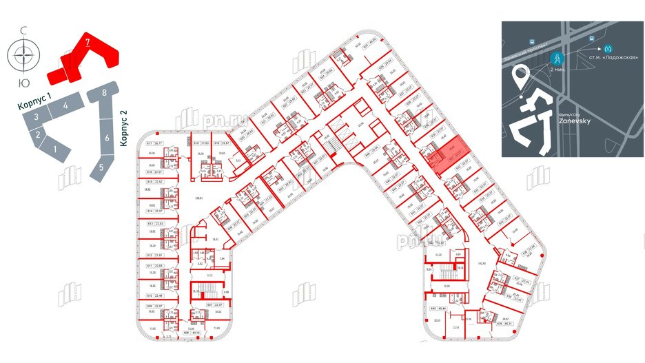 Апартаменты в ЖК Апарт-отель GloraX Заневский, студия, 20.9 м², 6 этаж