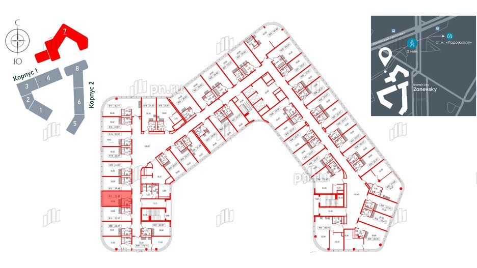 Апартаменты в ЖК Апарт-отель GloraX Заневский, студия, 22.41 м², 8 этаж