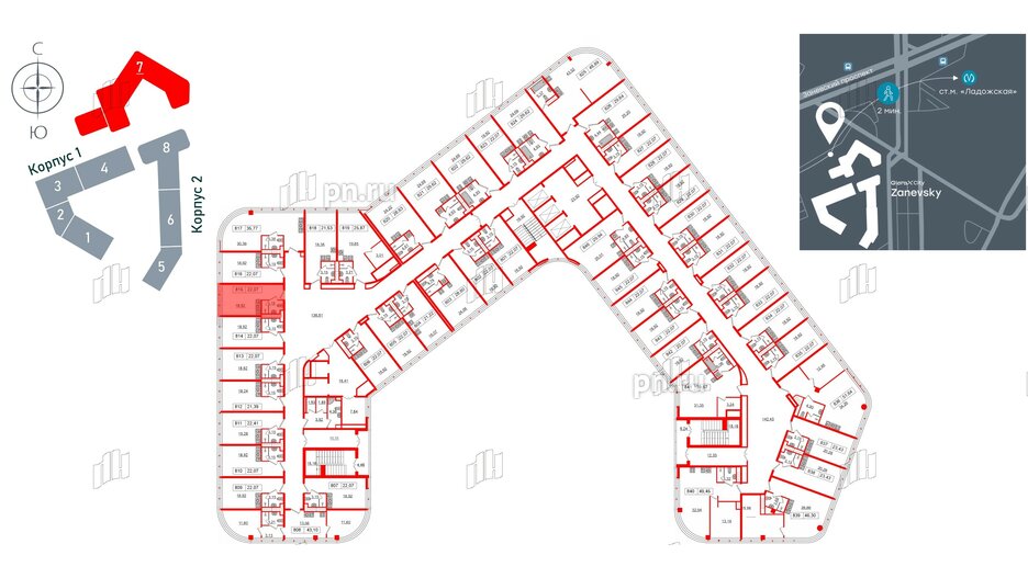 Апартаменты в ЖК Апарт-отель GloraX Заневский, студия, 22.07 м², 8 этаж