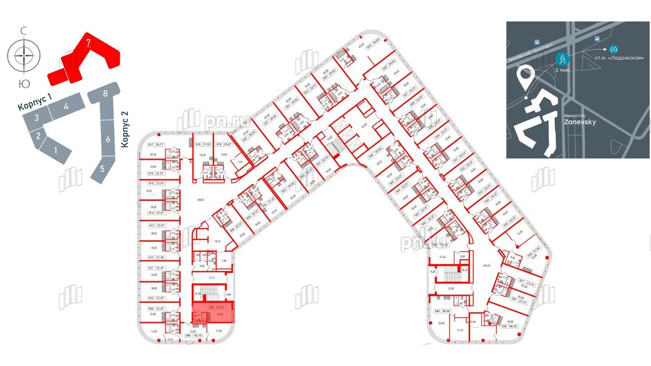 Апартаменты в ЖК Апарт-отель GloraX Заневский, студия, 22.07 м², 9 этаж