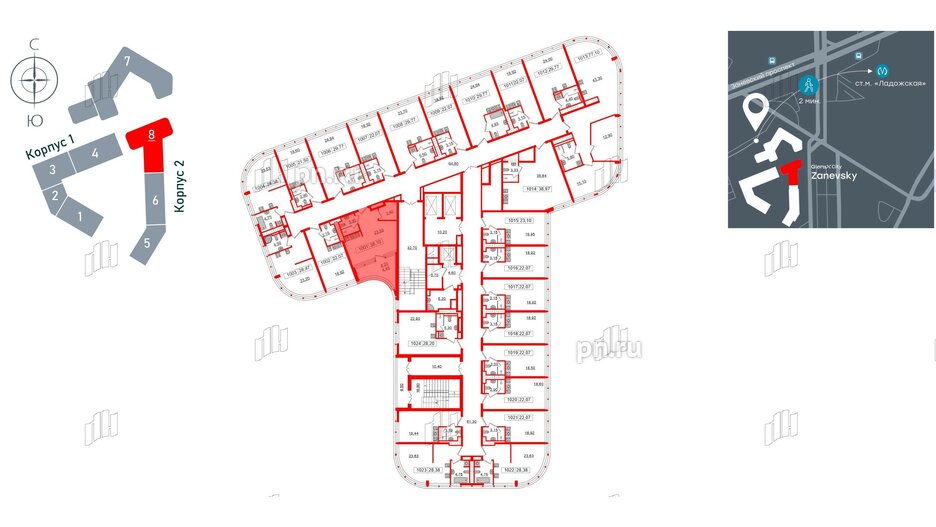 Апартаменты в ЖК Апарт-отель GloraX Заневский, студия, 38.1 м², 10 этаж