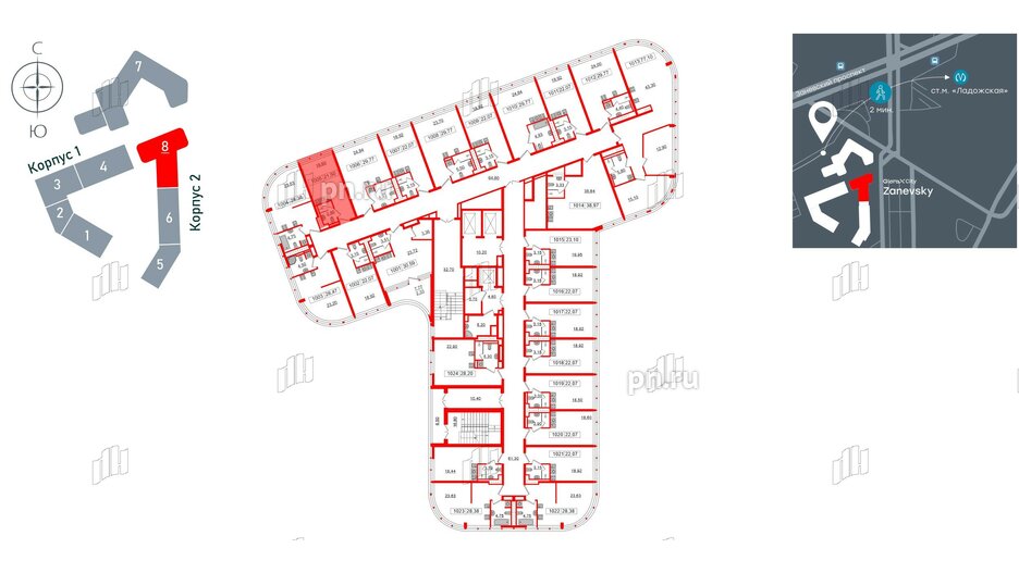 Апартаменты в ЖК Апарт-отель GloraX Заневский, студия, 21.5 м², 10 этаж