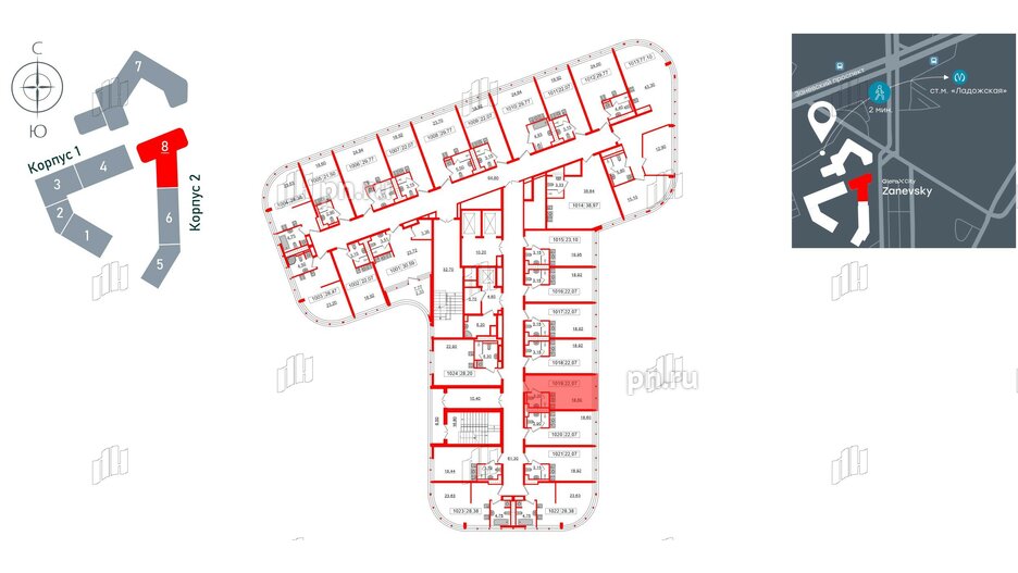 Апартаменты в ЖК Апарт-отель GloraX Заневский, студия, 22.07 м², 10 этаж