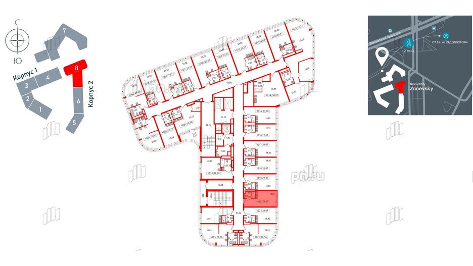 Апартаменты в ЖК Апарт-отель GloraX Заневский, студия, 22.07 м², 10 этаж