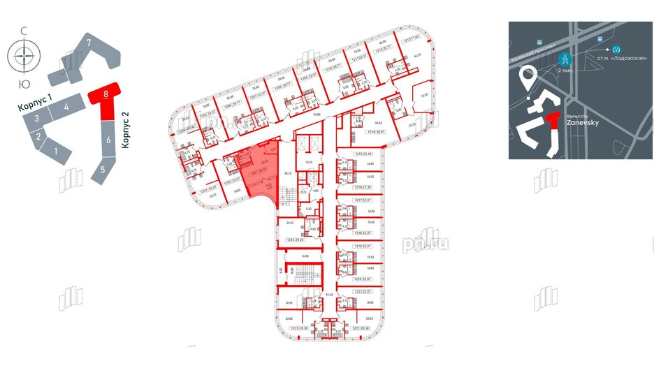 Апартаменты в ЖК Апарт-отель GloraX Заневский, студия, 38.2 м², 12 этаж