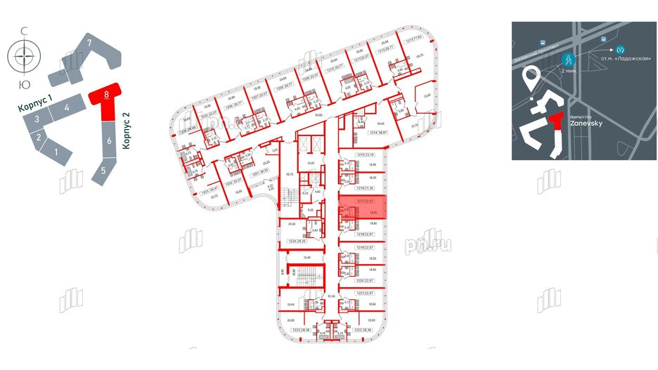 Апартаменты в ЖК Апарт-отель GloraX Заневский, студия, 22.07 м², 12 этаж