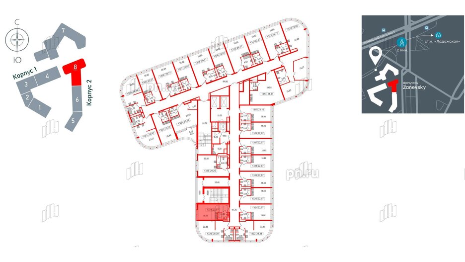 Апартаменты в ЖК Апарт-отель GloraX Заневский, студия, 22.07 м², 13 этаж