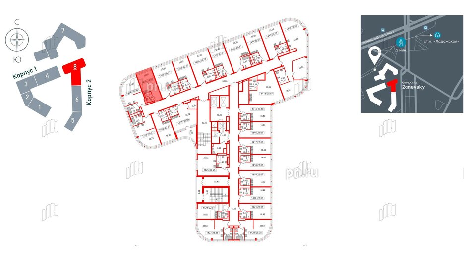 Апартаменты в ЖК Апарт-отель GloraX Заневский, студия, 22.07 м², 14 этаж