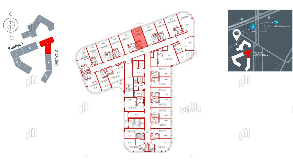 Апартаменты в ЖК Апарт-отель GloraX Заневский, студия, 22.07 м², 14 этаж