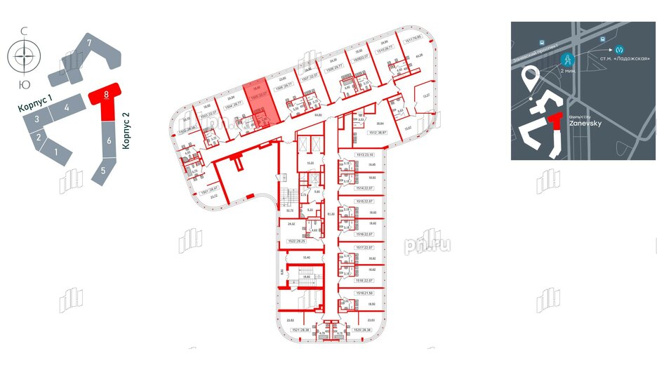 Апартаменты в ЖК Апарт-отель GloraX Заневский, студия, 22.07 м², 15 этаж