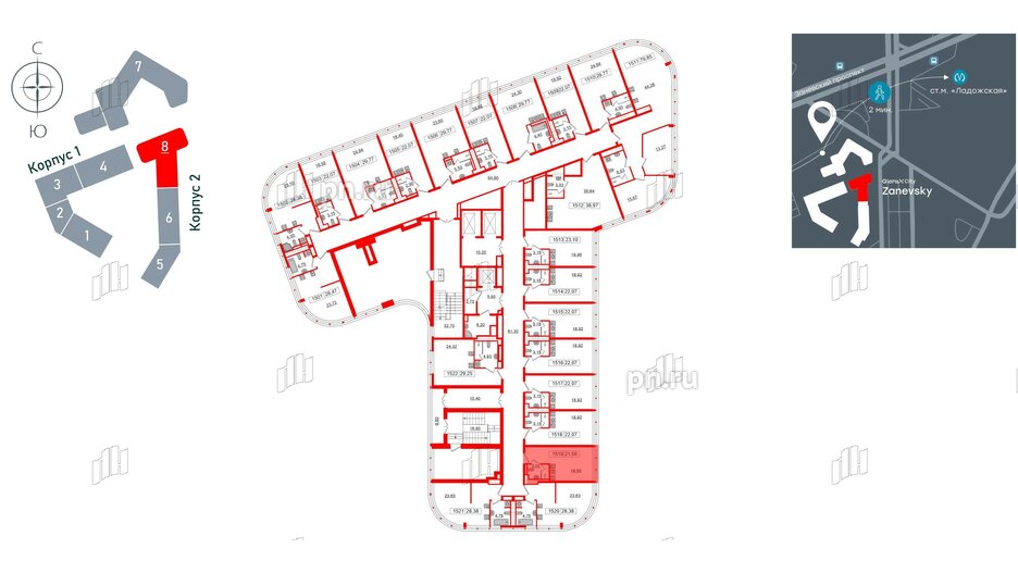 Апартаменты в ЖК Апарт-отель GloraX Заневский, студия, 21.5 м², 15 этаж