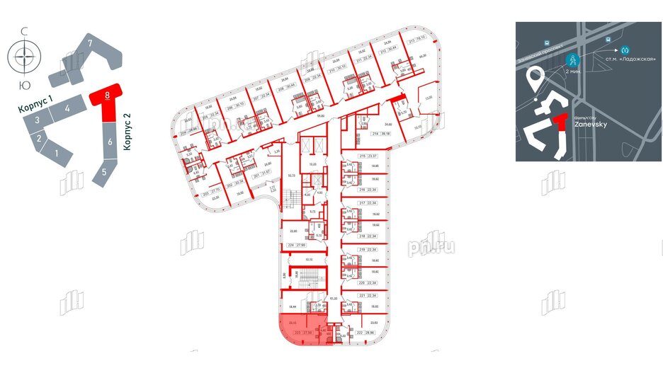 Апартаменты в ЖК Апарт-отель GloraX Заневский, студия, 27.5 м², 2 этаж