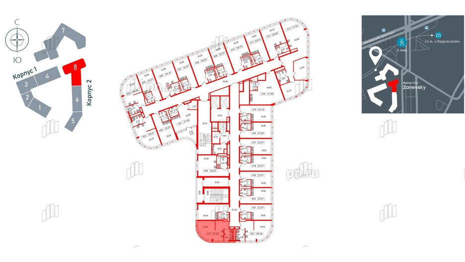 Апартаменты в ЖК Апарт-отель GloraX Заневский, студия, 27.4 м², 4 этаж