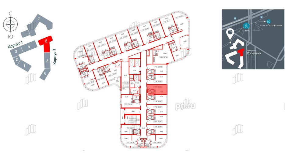 Апартаменты в ЖК Апарт-отель GloraX Заневский, студия, 21.5 м², 7 этаж