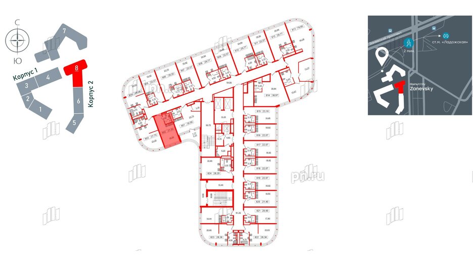 Апартаменты в ЖК Апарт-отель GloraX Заневский, студия, 21.5 м², 8 этаж