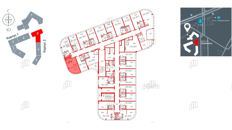 Апартаменты в ЖК Апарт-отель GloraX Заневский, студия, 27.7 м², 8 этаж