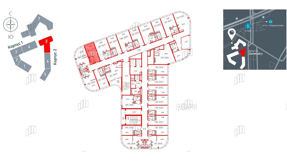 Апартаменты в ЖК Апарт-отель GloraX Заневский, студия, 21.4 м², 9 этаж