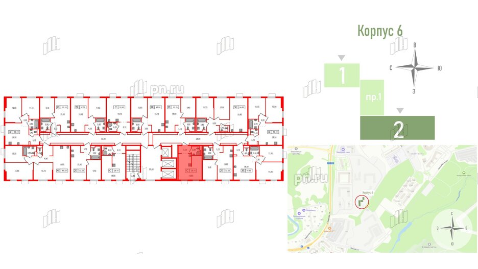 Квартира в ЖК Заречный парк, студия, 25.1 м², 4 этаж