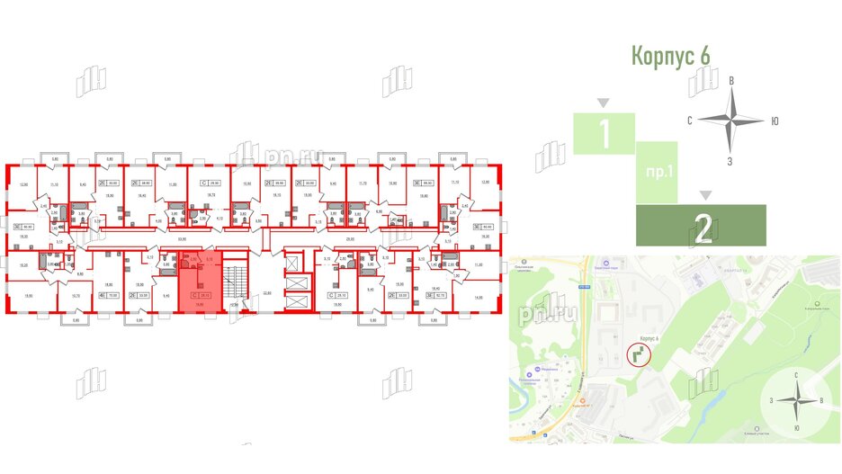 Квартира в ЖК Заречный парк, студия, 25.1 м², 23 этаж