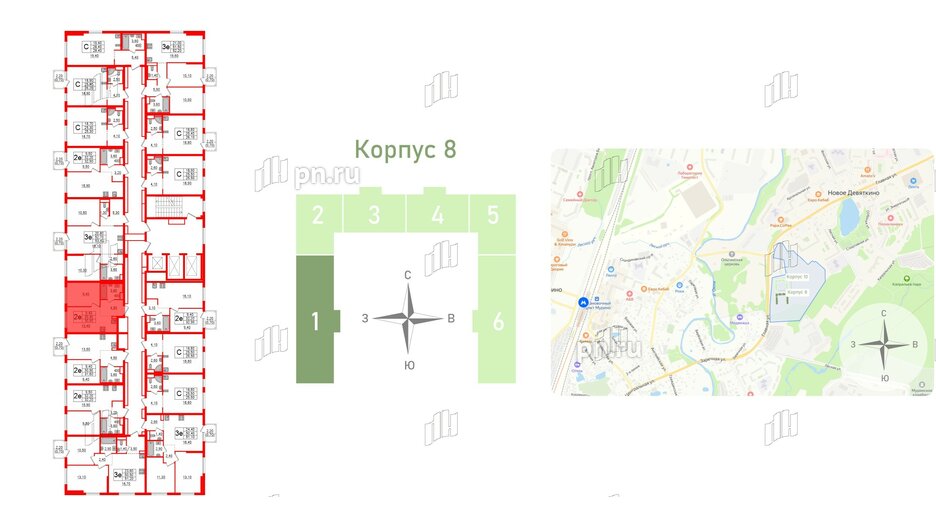 Квартира в ЖК Заречный парк, 1 комнатная, 30.9 м², 21 этаж