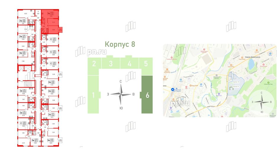 Квартира в ЖК Заречный парк, 2 комнатная, 51.9 м², 15 этаж