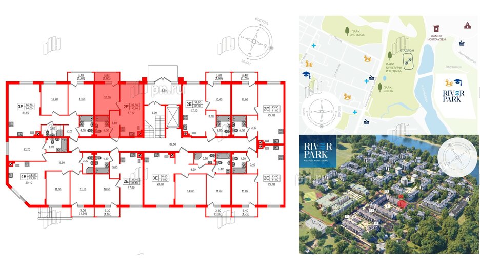 Квартира в ЖК «River Park-2», 1 комнатная, 37.3 м², 1 этаж