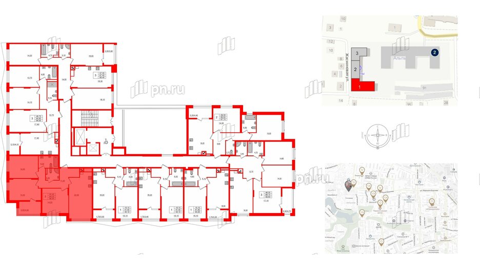 Квартира в ЖК «Альпы», 3 комнатная, 86.5 м², 2 этаж