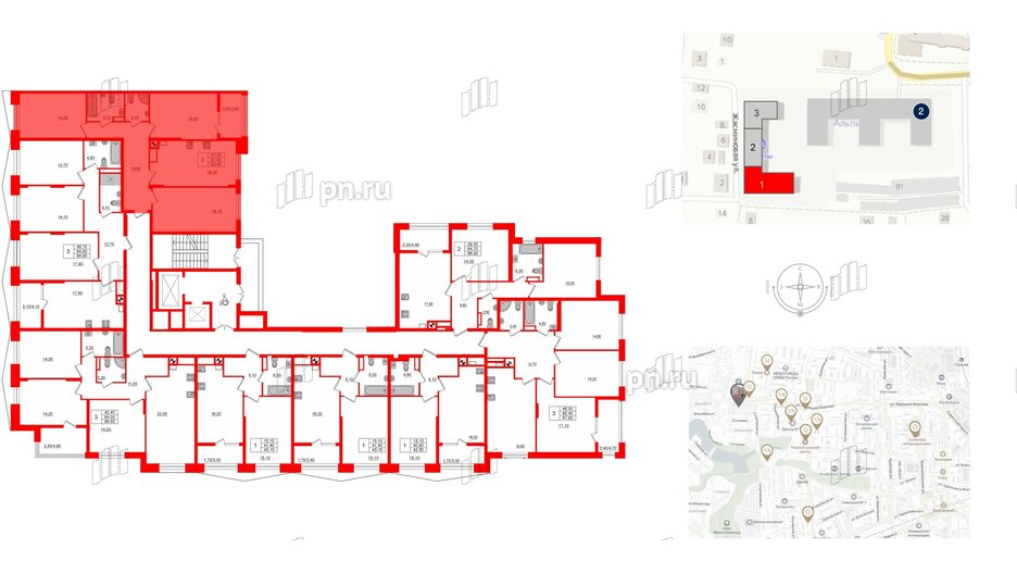 Квартира в ЖК «Альпы», 3 комнатная, 89.4 м², 5 этаж