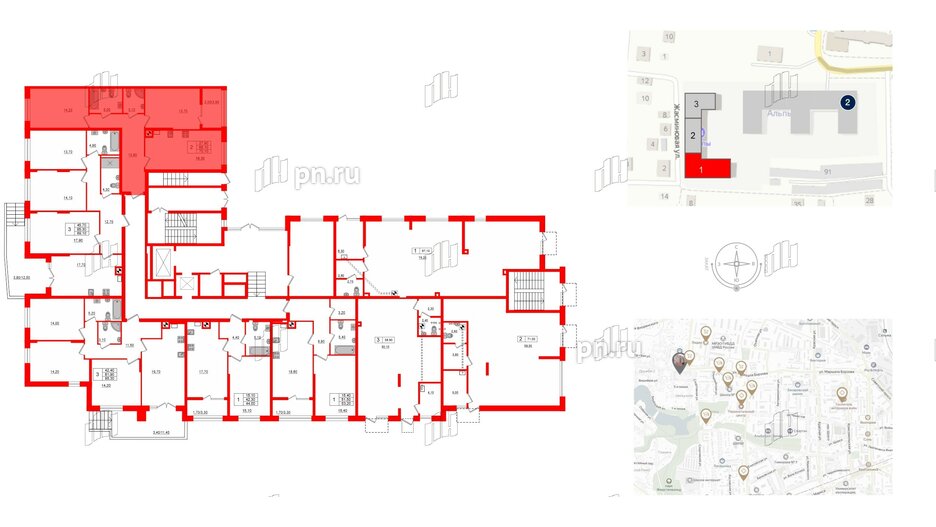 Квартира в ЖК «Альпы», 2 комнатная, 70.1 м², 1 этаж