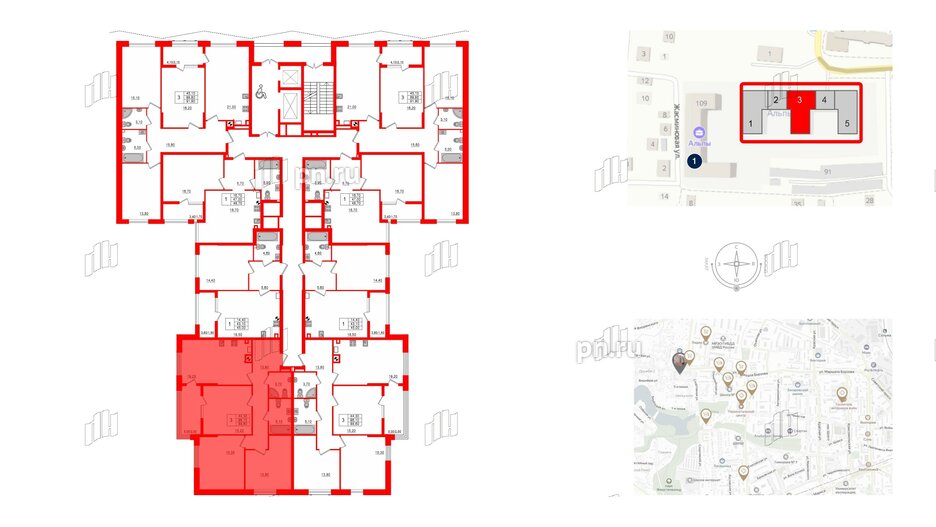 Квартира в ЖК «Альпы», 3 комнатная, 88.6 м², 2 этаж