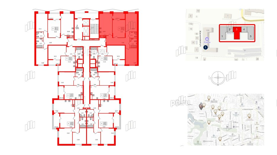 Квартира в ЖК «Альпы», 3 комнатная, 91.2 м², 4 этаж